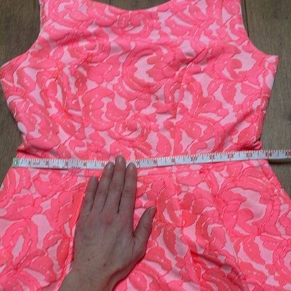 Pink Tartan Willow Kelly Sleeveless Dress 4 Coral neon pink Floral Jacquard - Picture 11 of 15